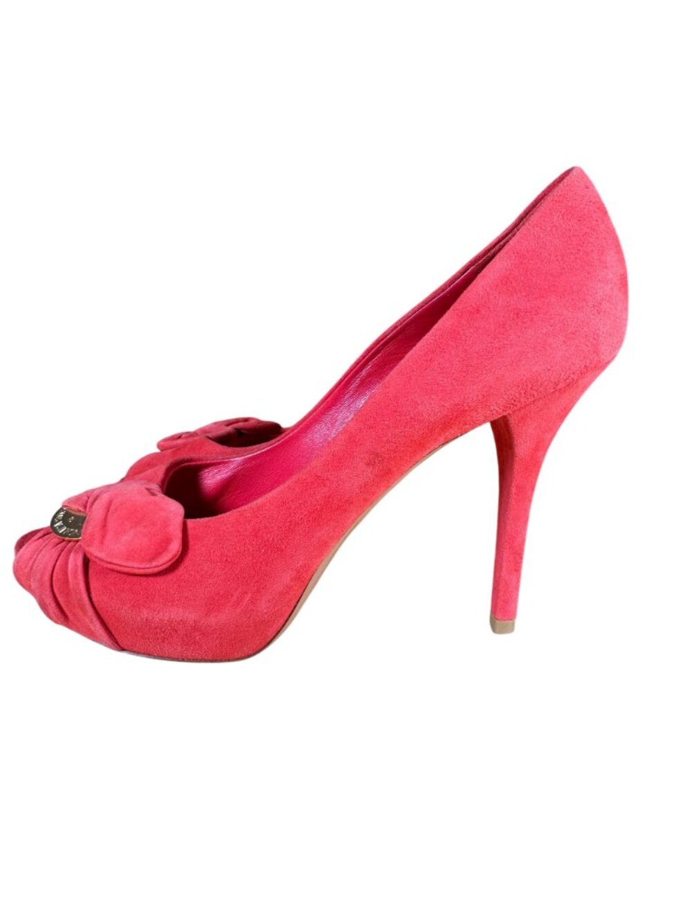 Louis Vuitton Red Suede Catania Peep Toe Platform Pumps Heels Size 38 - Picture 6 of 13